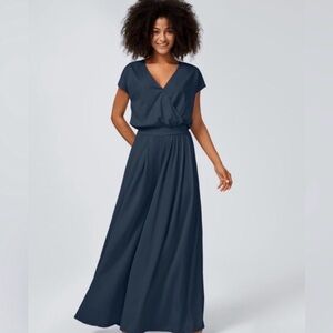 NWT HALARA V Neck Short Sleeve Pocket Wide Leg Flowy Waffle Jumpsuit. Large Tall